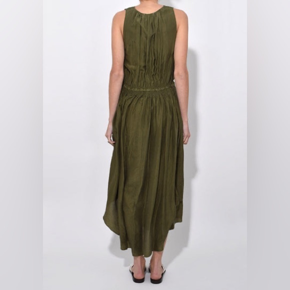 Giada Forte Forte Habutai Silk Self-Tie Empire Dress size 3 Italy Olive Green - Picture 10 of 16